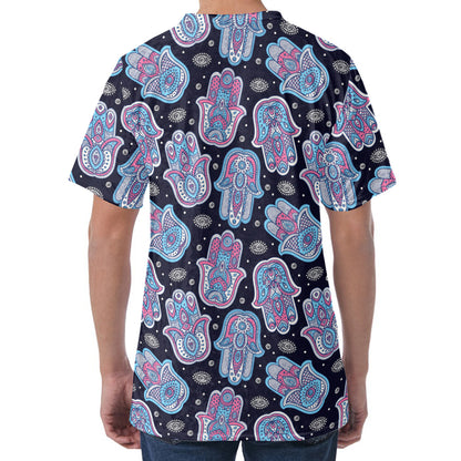 Boho Hamsa Pattern Print Men's Velvet T-Shirt