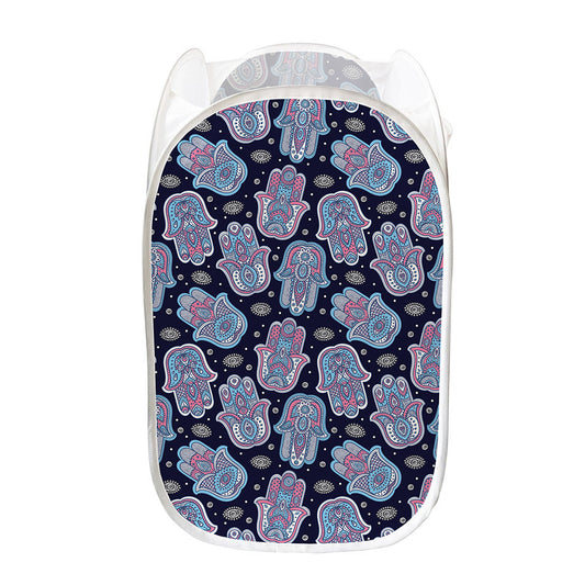 Boho Hamsa Pattern Print Mesh Laundry Hamper