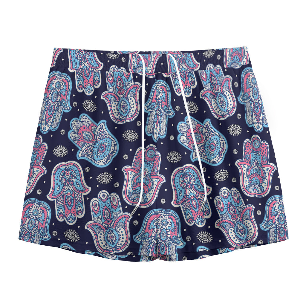 Boho Hamsa Pattern Print Mesh Shorts