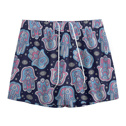 Boho Hamsa Pattern Print Mesh Shorts