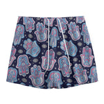 Boho Hamsa Pattern Print Mesh Shorts