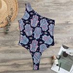 Boho Hamsa Pattern Print One Shoulder Bodysuit