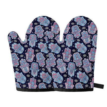 Boho Hamsa Pattern Print Oven Mitts