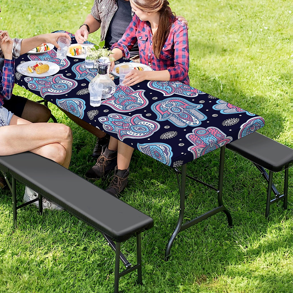 Boho Hamsa Pattern Print Picnic Table Cover