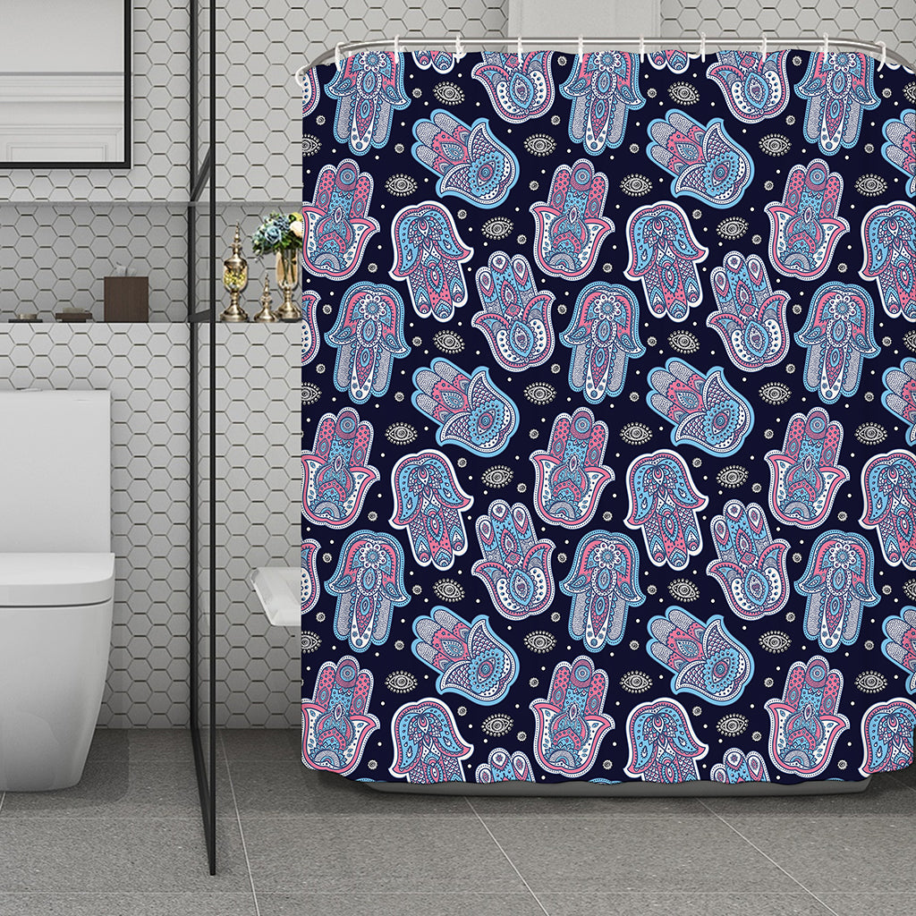 Boho Hamsa Pattern Print Polyester Shower Curtain