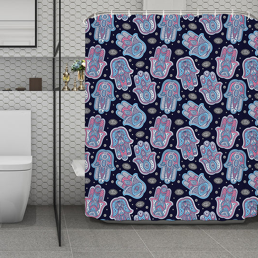 Boho Hamsa Pattern Print Polyester Shower Curtain