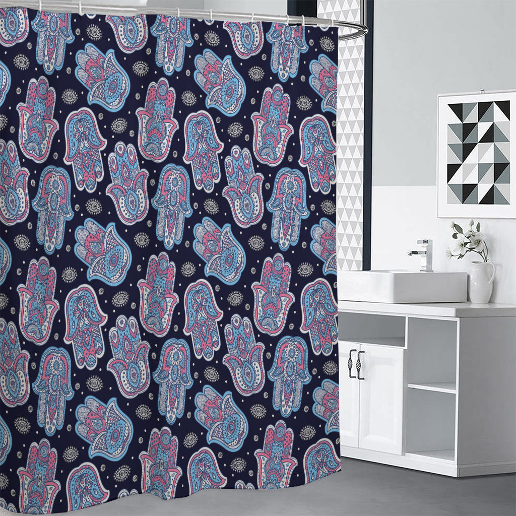 Boho Hamsa Pattern Print Premium Shower Curtain