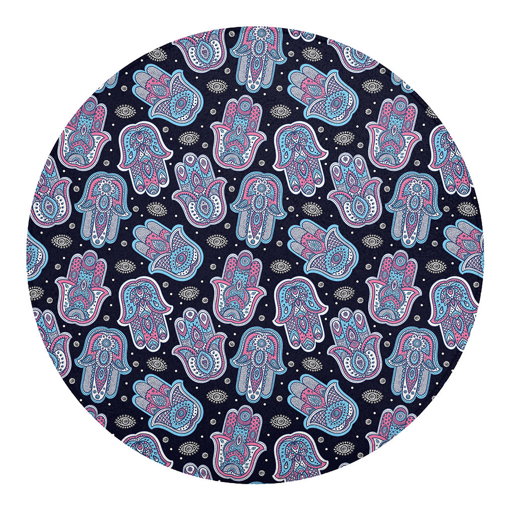 Boho Hamsa Pattern Print Round Blanket