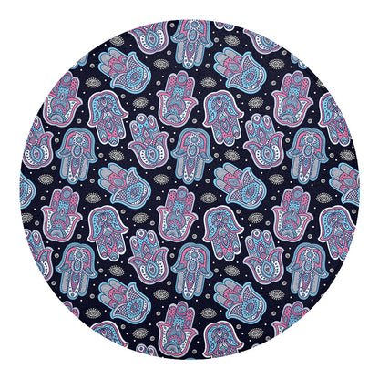 Boho Hamsa Pattern Print Round Blanket