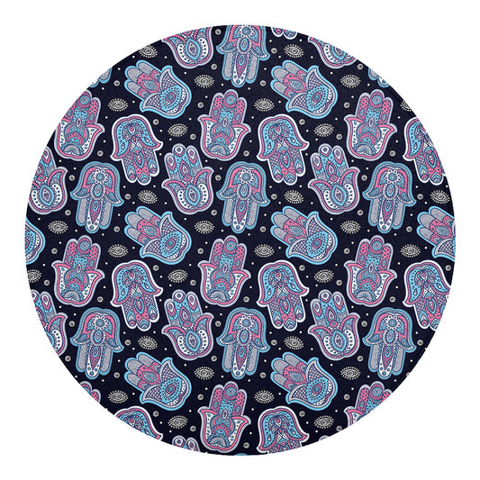 Boho Hamsa Pattern Print Round Blanket