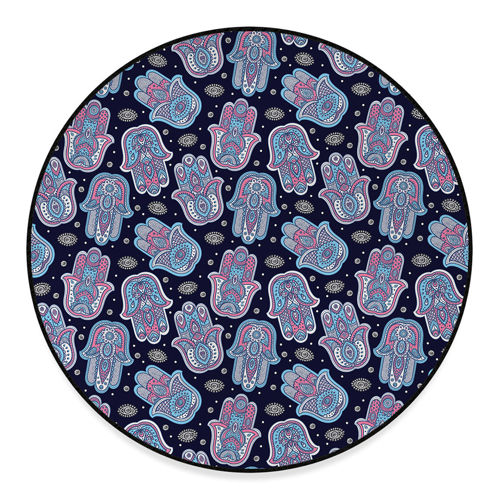 Boho Hamsa Pattern Print Round Floor Mat