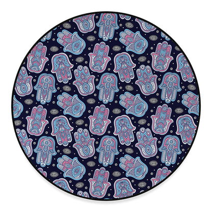 Boho Hamsa Pattern Print Round Floor Mat
