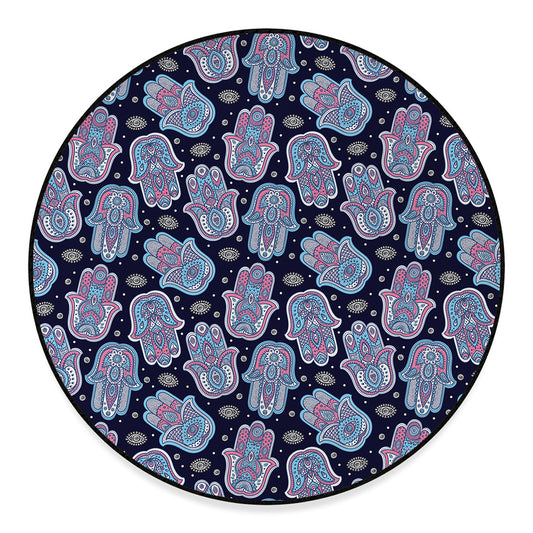Boho Hamsa Pattern Print Round Floor Mat