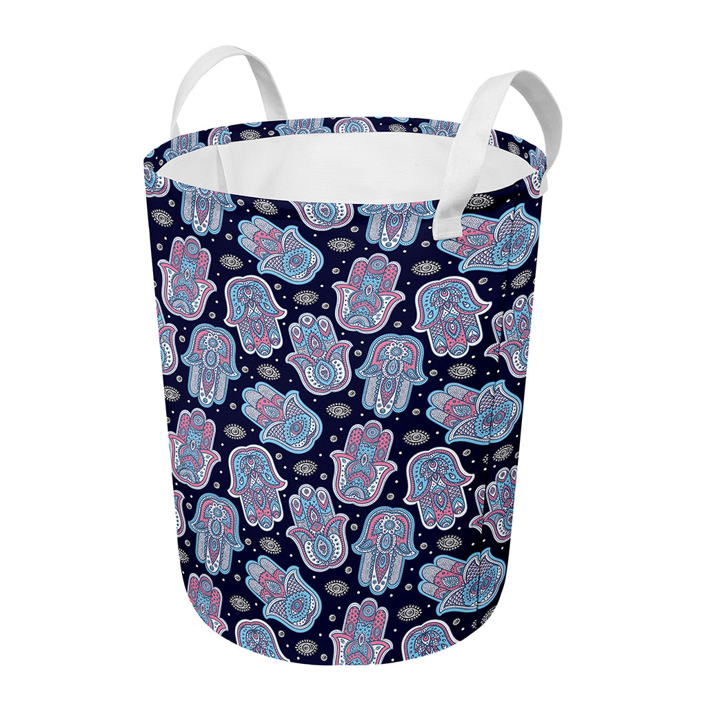 Boho Hamsa Pattern Print Round Laundry Basket