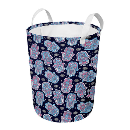 Boho Hamsa Pattern Print Round Laundry Basket