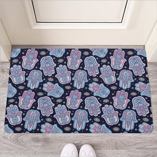 Boho Hamsa Pattern Print Rubber Doormat
