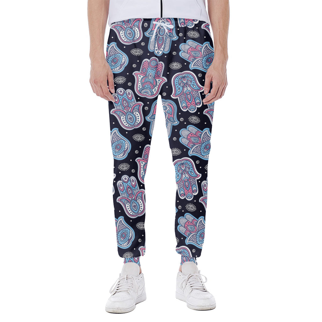 Boho Hamsa Pattern Print Scuba Joggers