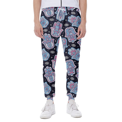Boho Hamsa Pattern Print Scuba Joggers