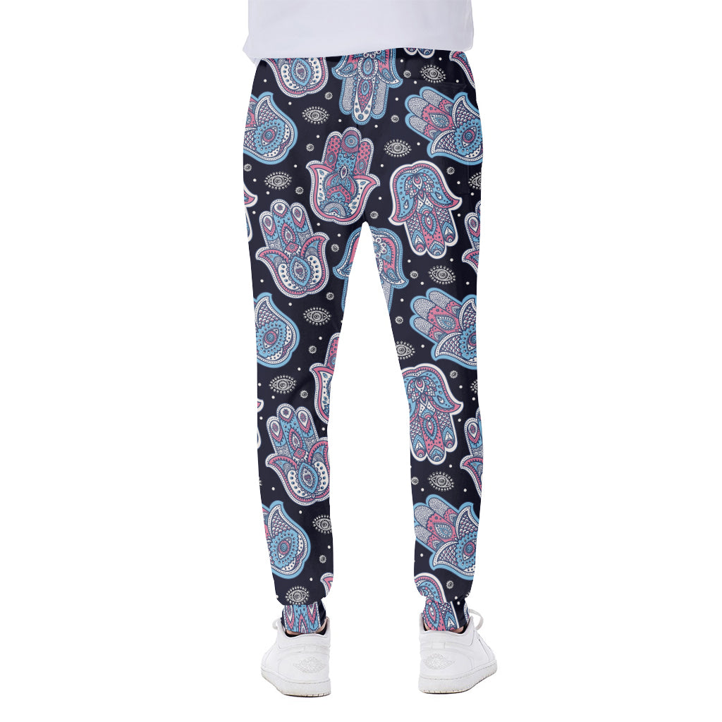 Boho Hamsa Pattern Print Scuba Joggers