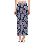 Boho Hamsa Pattern Print Side Slit Maxi Skirt