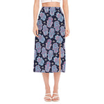 Boho Hamsa Pattern Print Side Slit Midi Skirt