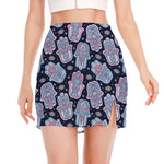 Boho Hamsa Pattern Print Side Slit Mini Skirt