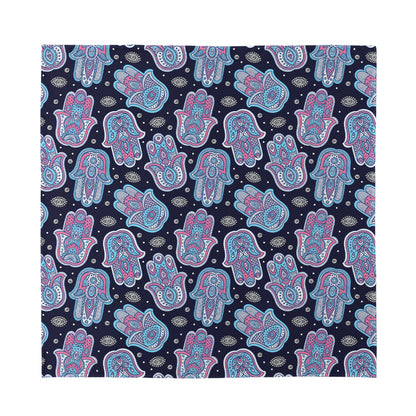 Boho Hamsa Pattern Print Silk Bandana
