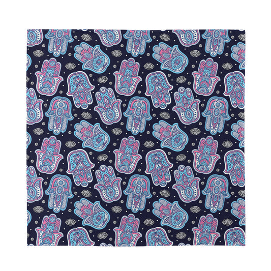Boho Hamsa Pattern Print Silk Bandana