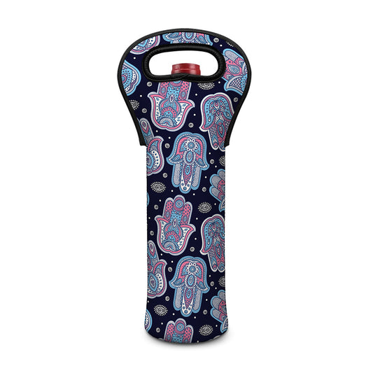 Boho Hamsa Pattern Print Single Neoprene Wine Tote