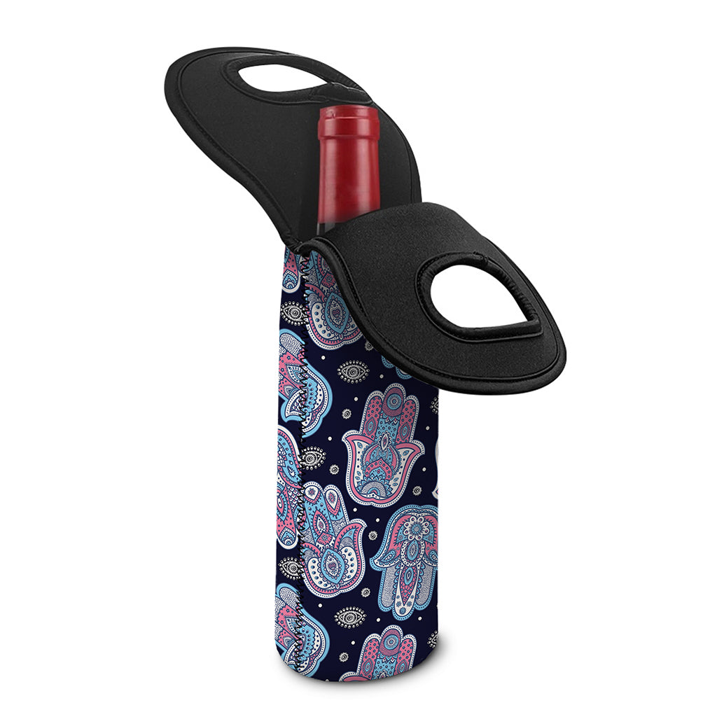 Boho Hamsa Pattern Print Single Neoprene Wine Tote