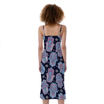 Boho Hamsa Pattern Print Slim Fit Midi Cami Dress