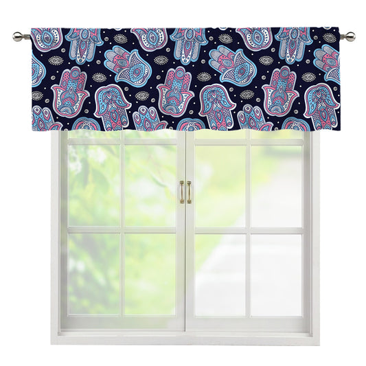 Boho Hamsa Pattern Print Window Valance