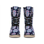 Boho Hamsa Pattern Print Winter Boots
