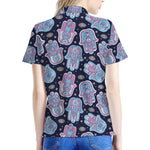 Boho Hamsa Pattern Print Women's Polo Shirt