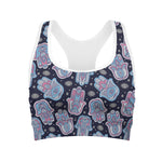 Boho Hamsa Pattern Print Women's Sports Bra