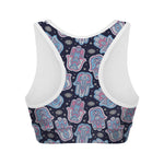 Boho Hamsa Pattern Print Women's Sports Bra