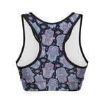 Boho Hamsa Pattern Print Women's Sports Bra