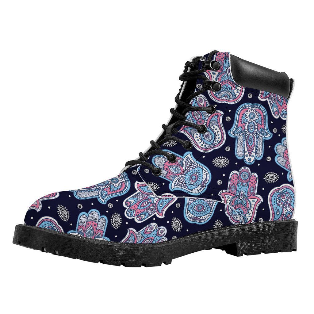 Boho Hamsa Pattern Print Work Boots