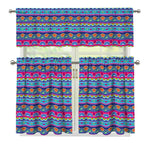 Boho Indian Lotus Pattern Print 3 Piece Kitchen Curtains