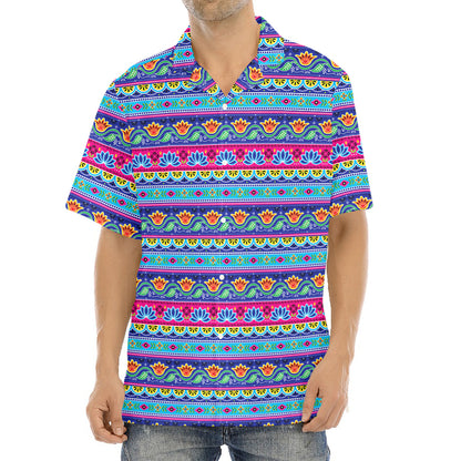 Boho Indian Lotus Pattern Print Aloha Shirt