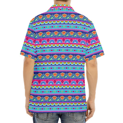 Boho Indian Lotus Pattern Print Aloha Shirt