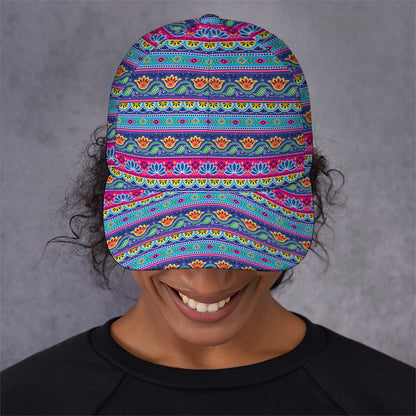 Boho Indian Lotus Pattern Print Baseball Cap