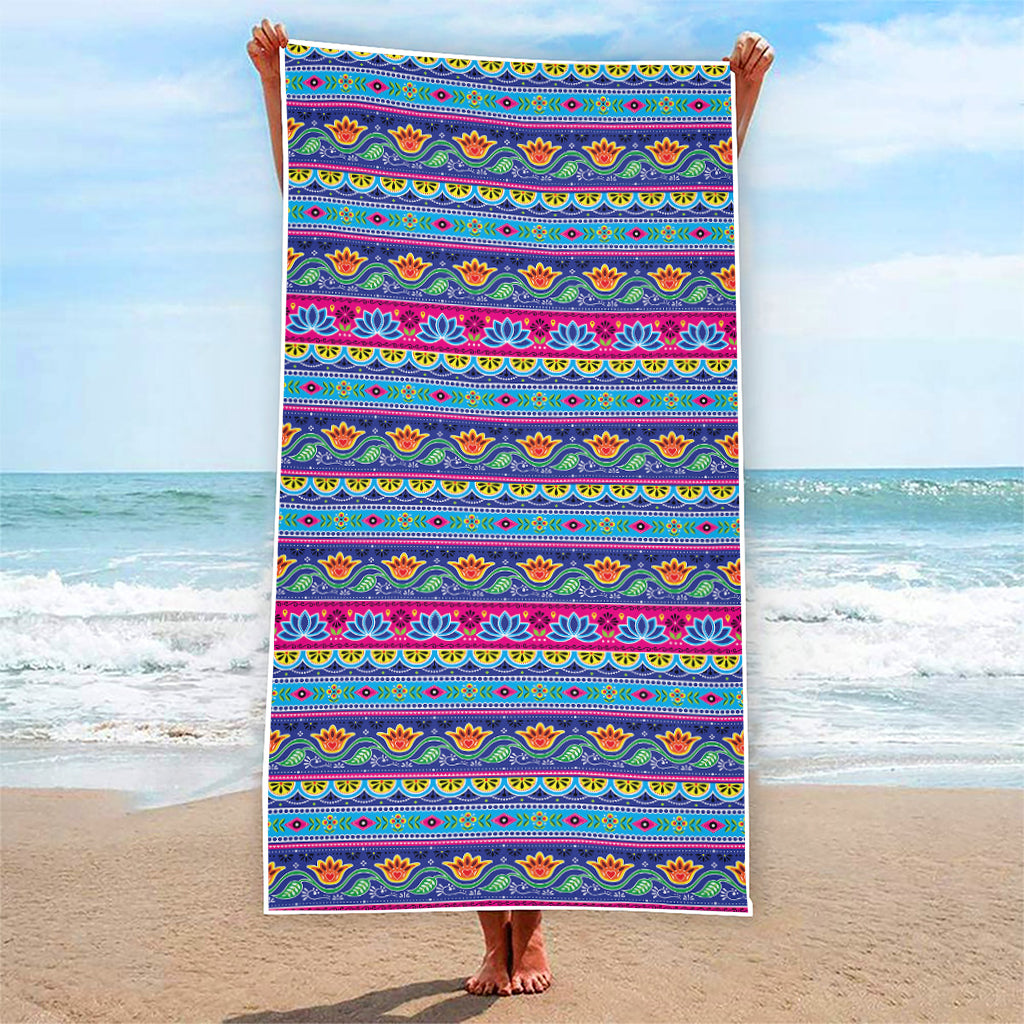 Boho Indian Lotus Pattern Print Beach Towel