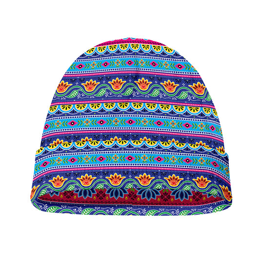 Boho Indian Lotus Pattern Print Beanie