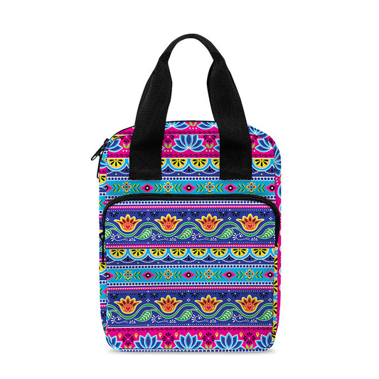 Boho Indian Lotus Pattern Print Bible Tote Bag