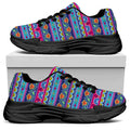 Boho Indian Lotus Pattern Print Black Chunky Shoes
