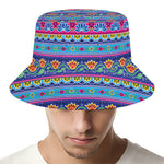 Boho Indian Lotus Pattern Print Bucket Hat