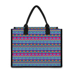 Boho Indian Lotus Pattern Print Canvas Tote Bag