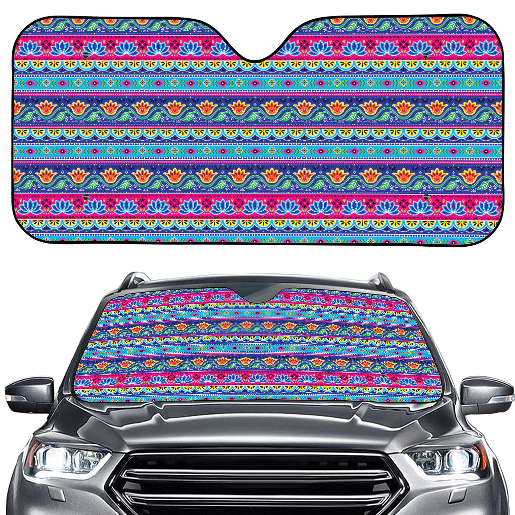 Boho Indian Lotus Pattern Print Car Windshield Sun Shade