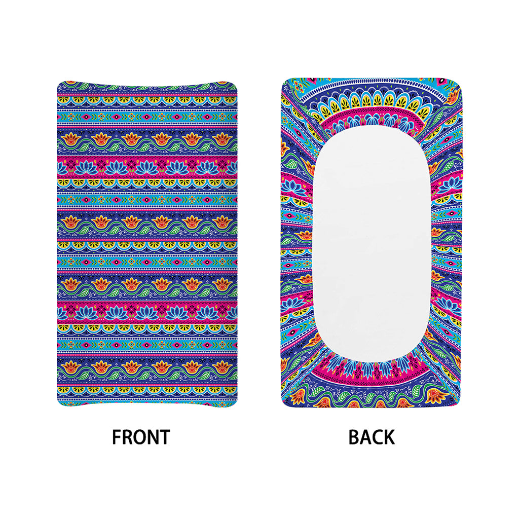 Boho Indian Lotus Pattern Print Changing Pad Cover
